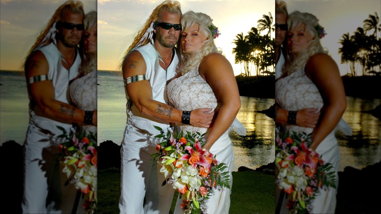 Beth and Dog Chapman pose on their wedding day in Hawaii, 2006.