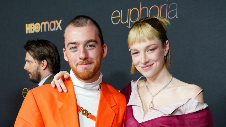 Angus Cloud and Hunter Schafer attend the Euphoria season 2 photo call in Los Angeles in January 2022