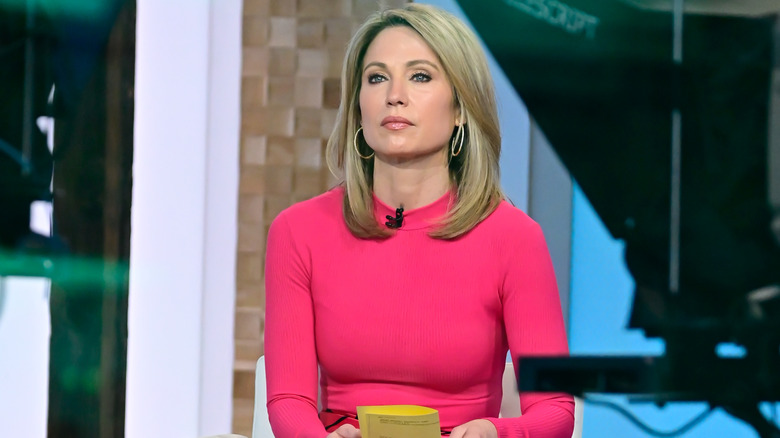 Amy Robach on the set of "Good Morning America" in 2021