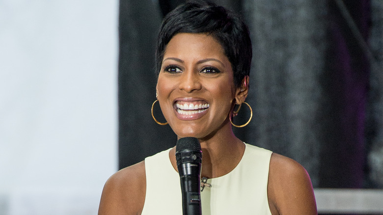 Tamron Hall speaking to a crowd