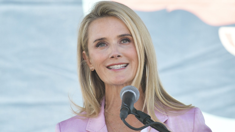 Jennifer Siebel Newsom speaking into mic