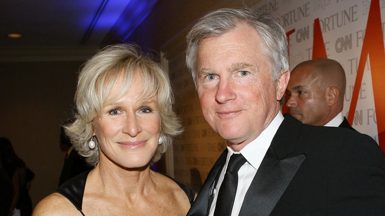 Glenn Close and David Shaw posing at an event