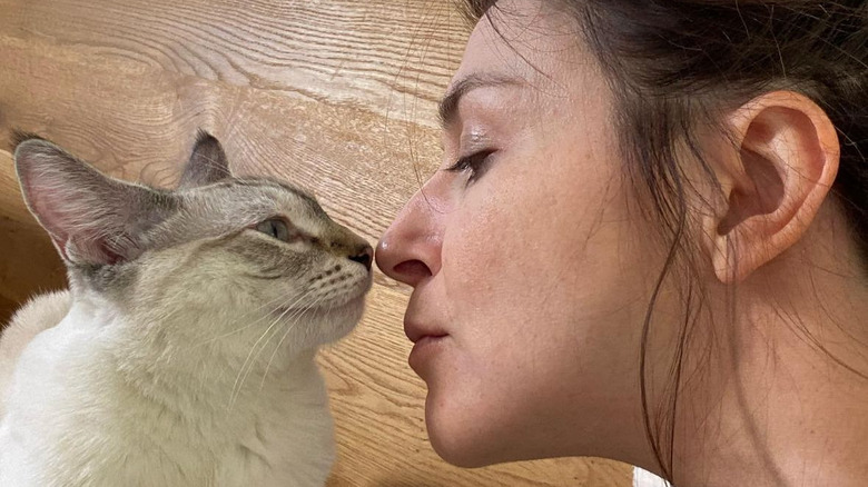 Caterina Scorsone with cat