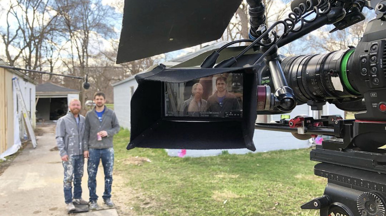 Keith Bynum and Evan Thomas in front of camera