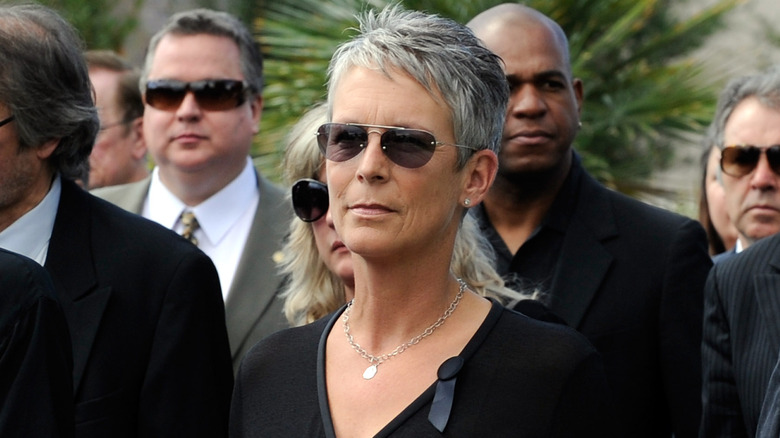 Jamie Lee Curtis at funeral