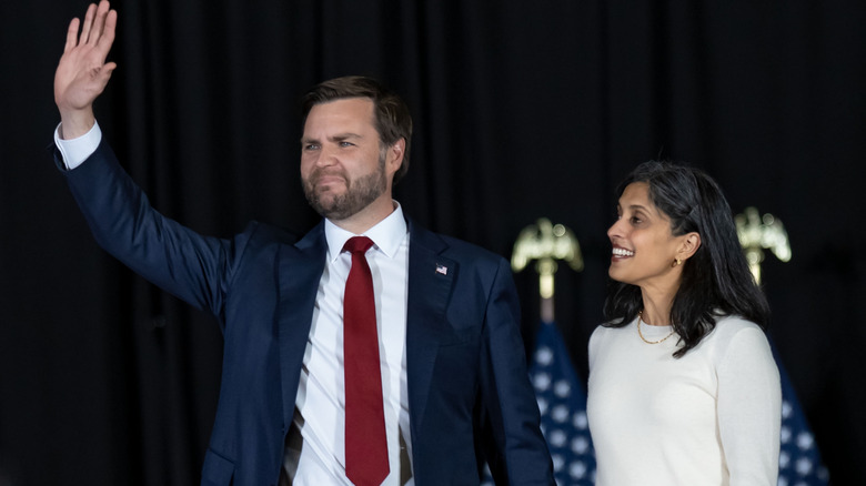 Usha Vance and JD Vance walking together