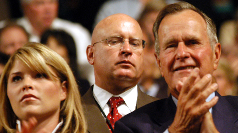 Jenna Bush Hager and George H. W. Bush clapping