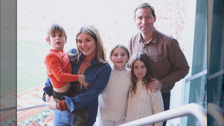 Jenna Bush and Henry Hager posing with their children