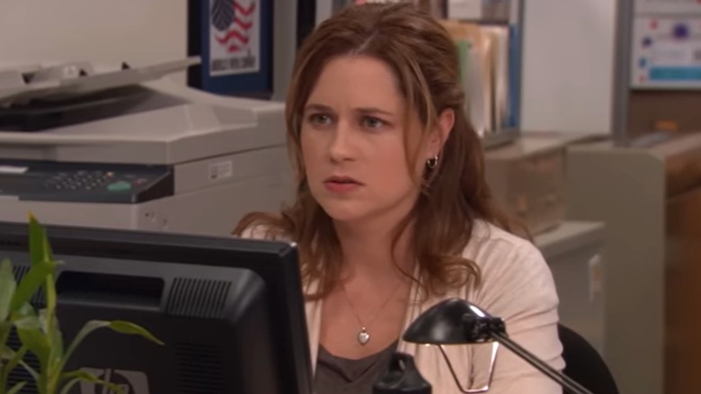 Pam Beesly at her desk