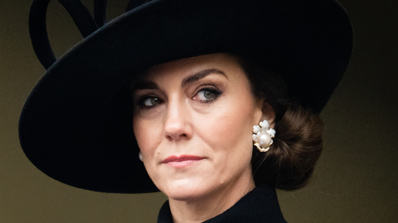 Close-up of Princess Catherine at remembrance service in 2023