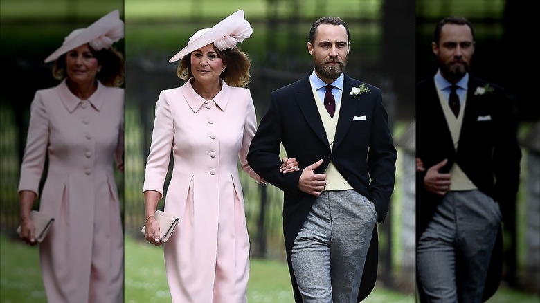 Carole Middleton and James Middleton walking together at St. Mark's Church