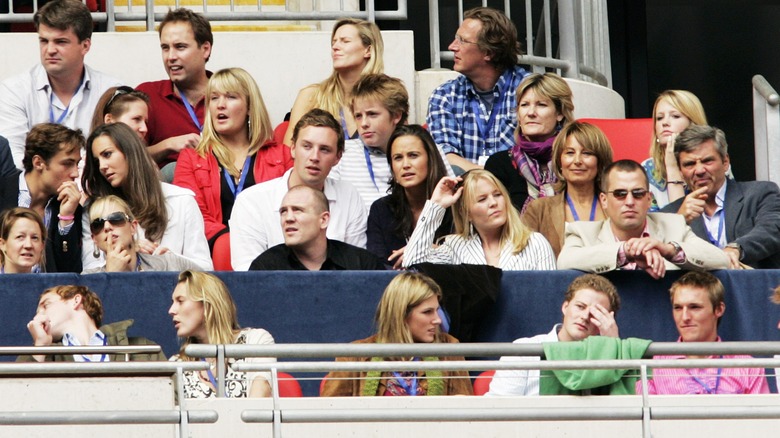 Catherine, Carole, Michael, and Pippa Middleton in bleachers