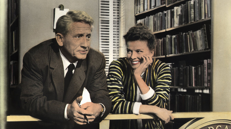 Katharine Hepburn smiling at Spencer Tracy 