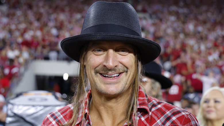 Kid Rock smiles at the game between the Alabama Crimson Tide and the Georgia Bulldogs at Bryant-Denny Stadium in Tuscaloosa, Alabama (2024)