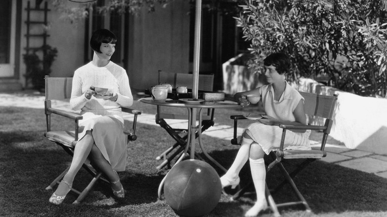 Louise Brooks drinking tea with June Brooks