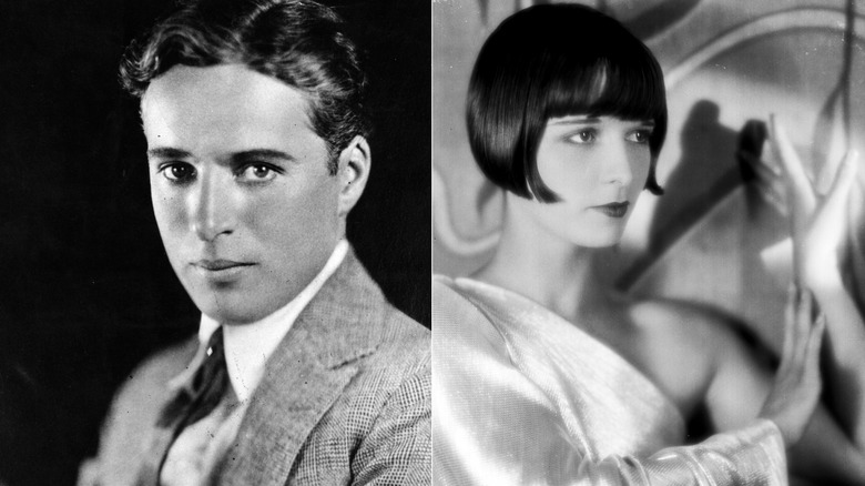 Split image of Charlie Chaplin & Louise Brooks