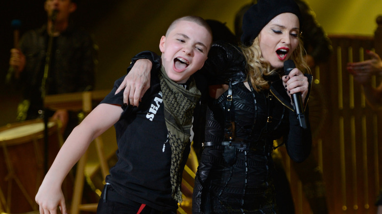 Madonna singing with her son, Rocco Ritchie