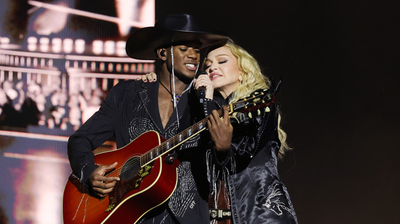 David Banda and Madonna performing on stage together