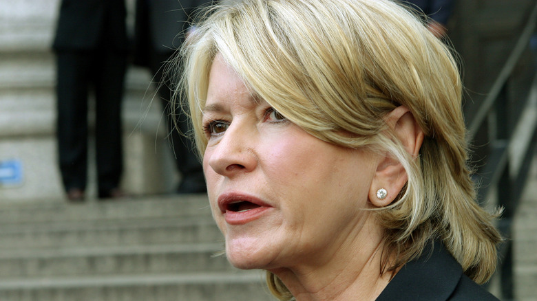 Martha Stewart with a tragic look on her face as she arrives the court for sentencing