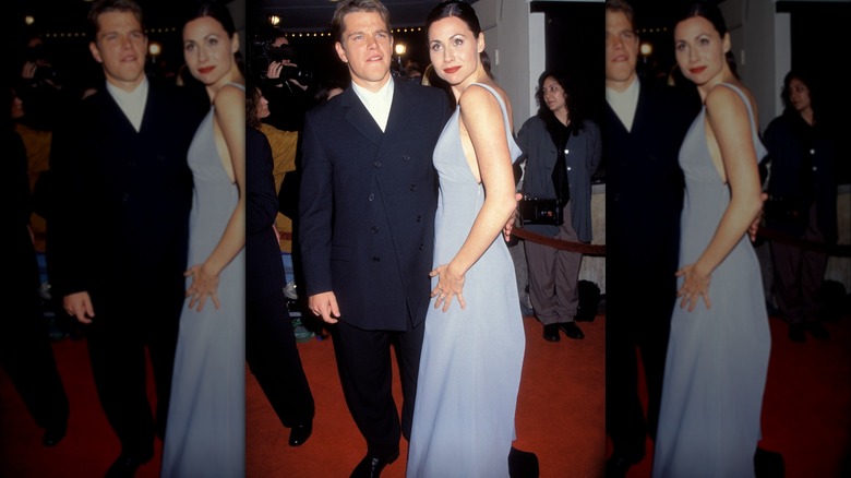 Minnie Driver and Matt Damon looking quizzical