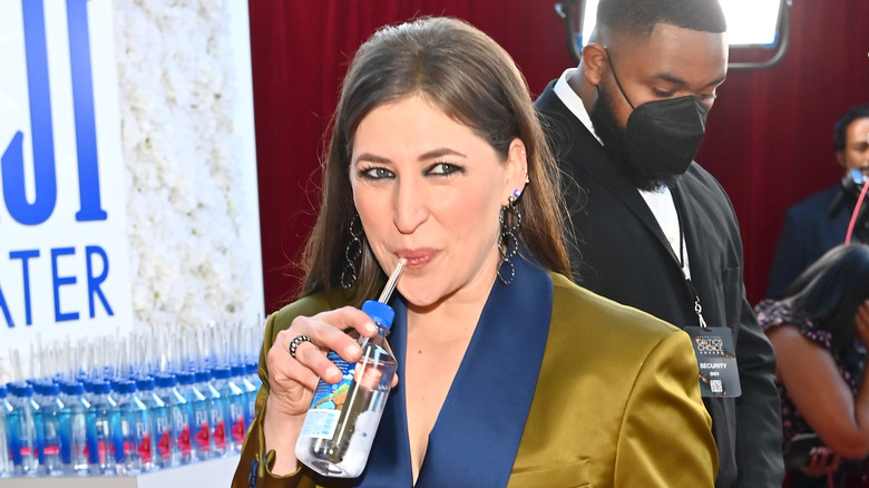 Mayim Bialik drinking water