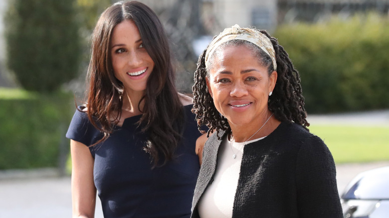 Meghan Markle and Doria Ragland smiling 