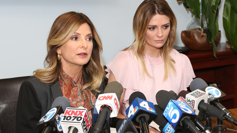 (L-R) Attorney Lisa Bloom and Mischa Barton holding a press conference on March 15, 2017 i