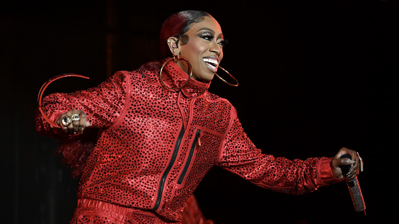 Missy Elliott performing and smiling