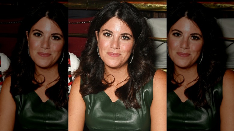 Monica Lewinsky in a dark top