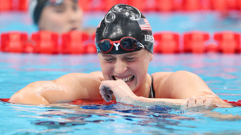 Katie Ledecky crying after winning