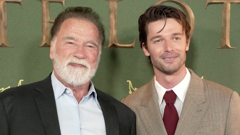 Arnold Schwarzenegger and Patrick Schwarzenegger on the red carpet