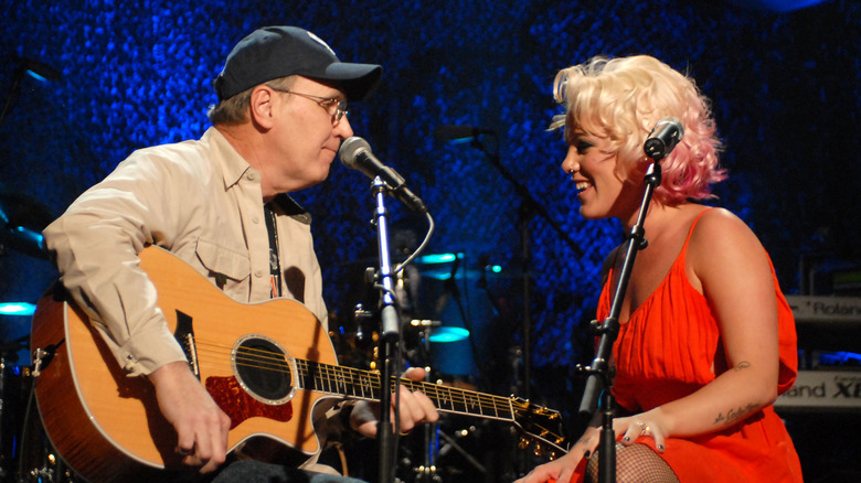 Pink performing with her dad