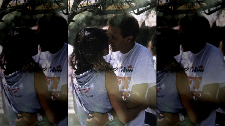 Stefano Casiraghi and Princess Caroline kissing