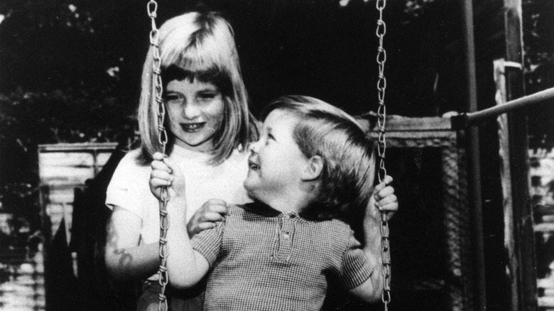 Princess Diana and Charles Spencer as children playing