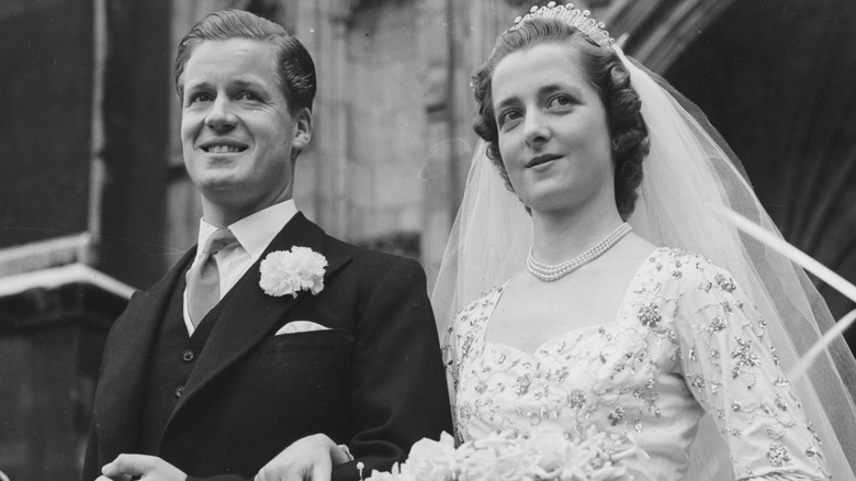 Frances Shand Kydd and John Spencer on wedding day 