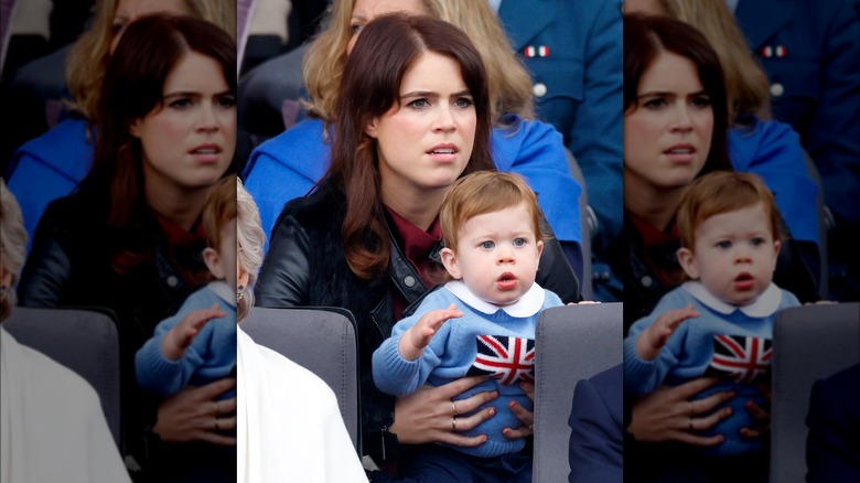 Princess Eugenie holding her son