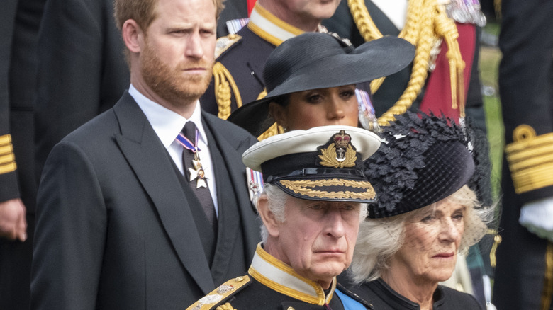 Harry and Meghan behind Charles and Camilla