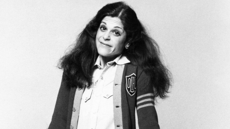 Black-and-white portrait of Gilda Radner