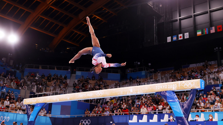 Simone Biles performing gymnastics