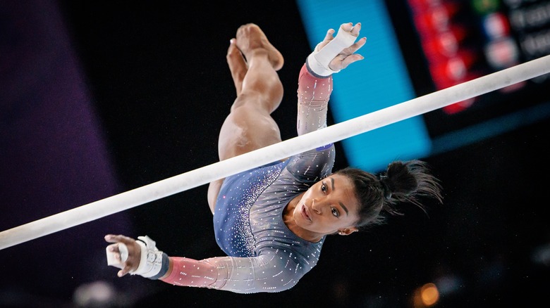 Simone Biles performing gymnastics