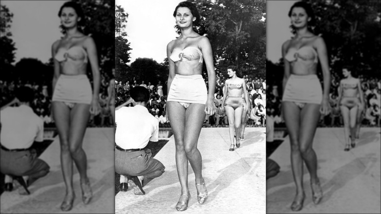 Young Sophia Loren walking