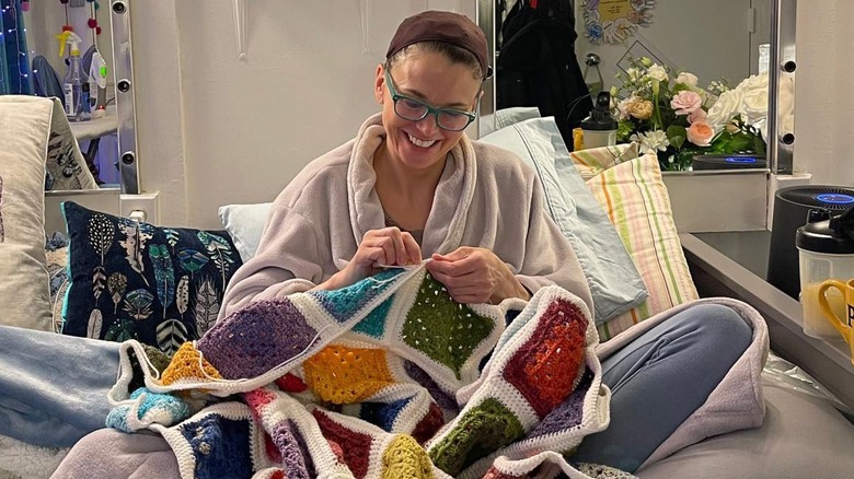 Sutton Foster doing crochet