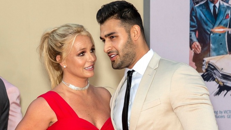 Britney Spears and Sam Asghari posing together