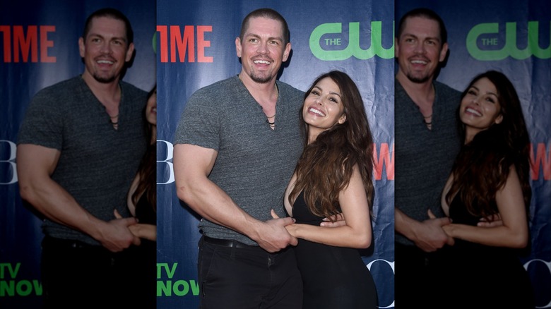 Steve Howey and Sarah Shahi at the Pacific Design Center in 2015.