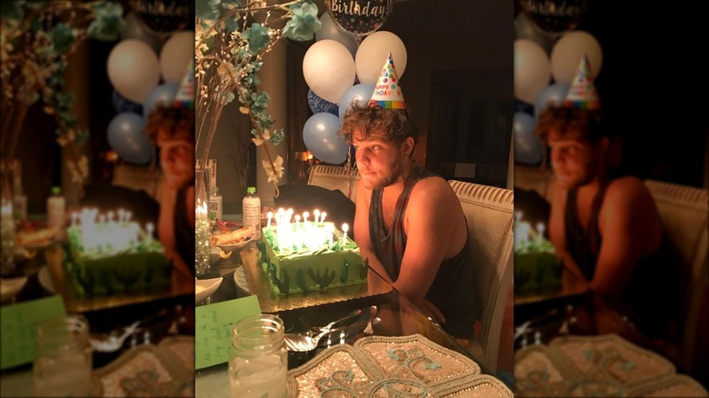 Benjamin Keough with a birthday cake