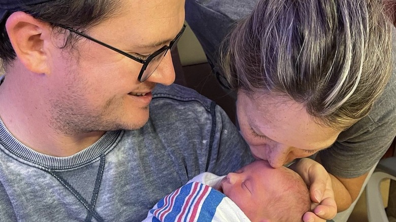 Dylan Dreyer and her husband with their son, Russell