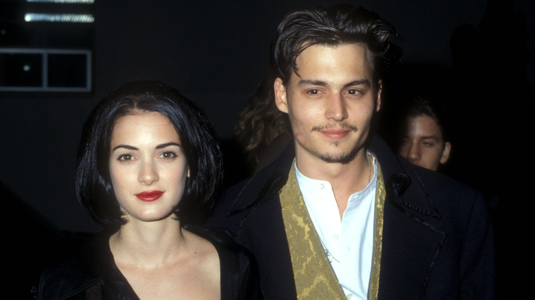 Winona Ryder and Johnny Depp smiling