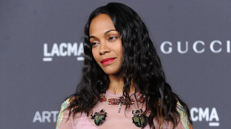 Zoe Saldana with hair down at red carpet event