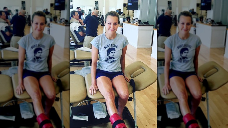 Lara Spencer smiling at physical rehabilitation