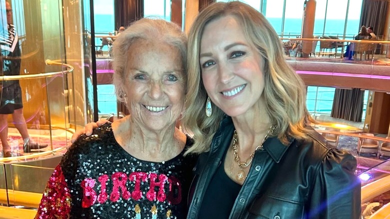 Lara Spencer smiling with her mom on a cruise ship